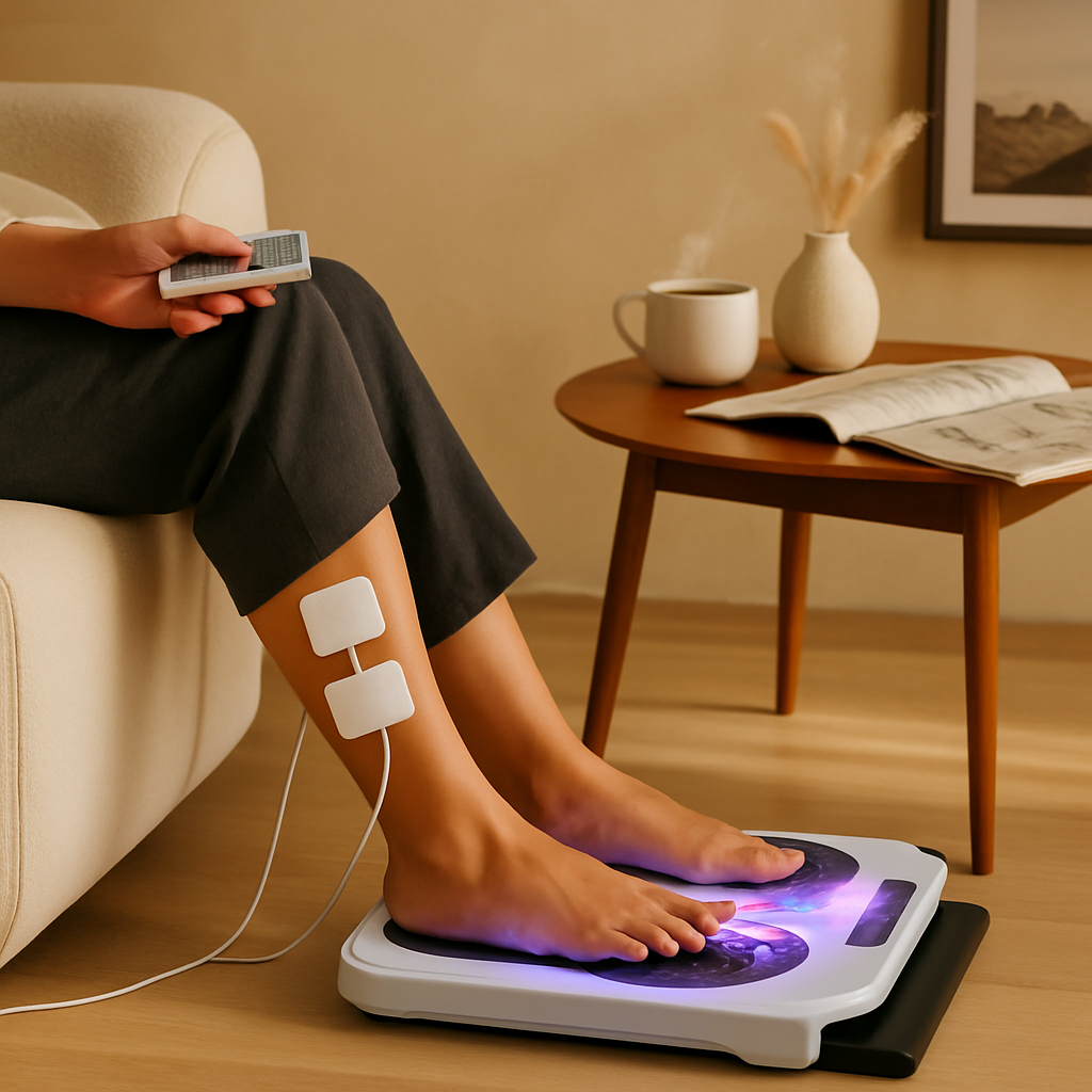 Rechargeable EMS Foot Massager for Neuropathy TENS Stimulator With 10Modes 50Intensities Remote Control For Muscle Relaxation Cramps Circulation Gift