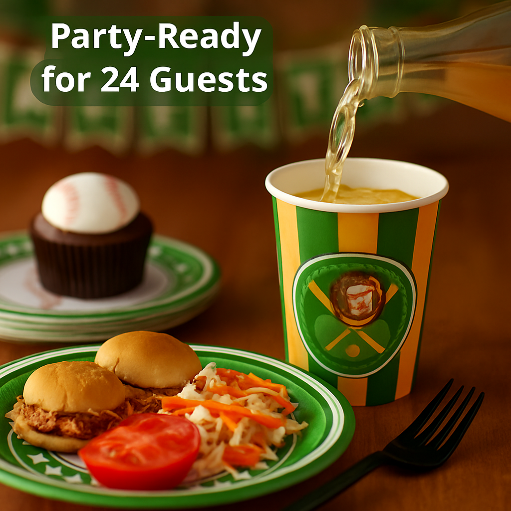 Baseball Party Dinnerware Set for 24 Guests