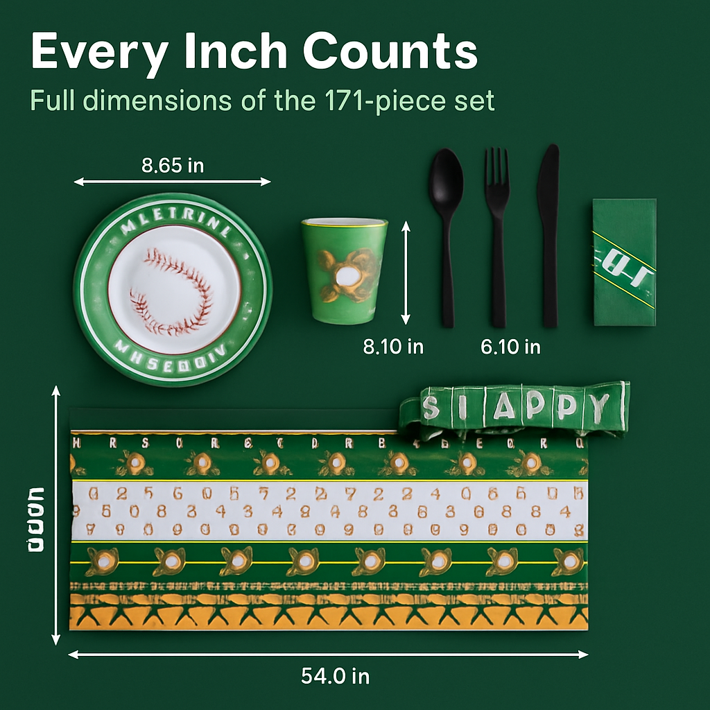 Baseball Party Dinnerware Set for 24 Guests