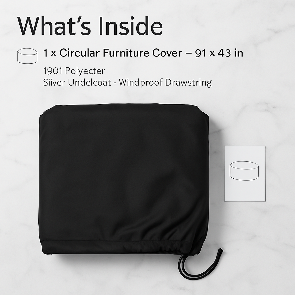 Circular Table Cover for 6-Seat Outdoor Furniture