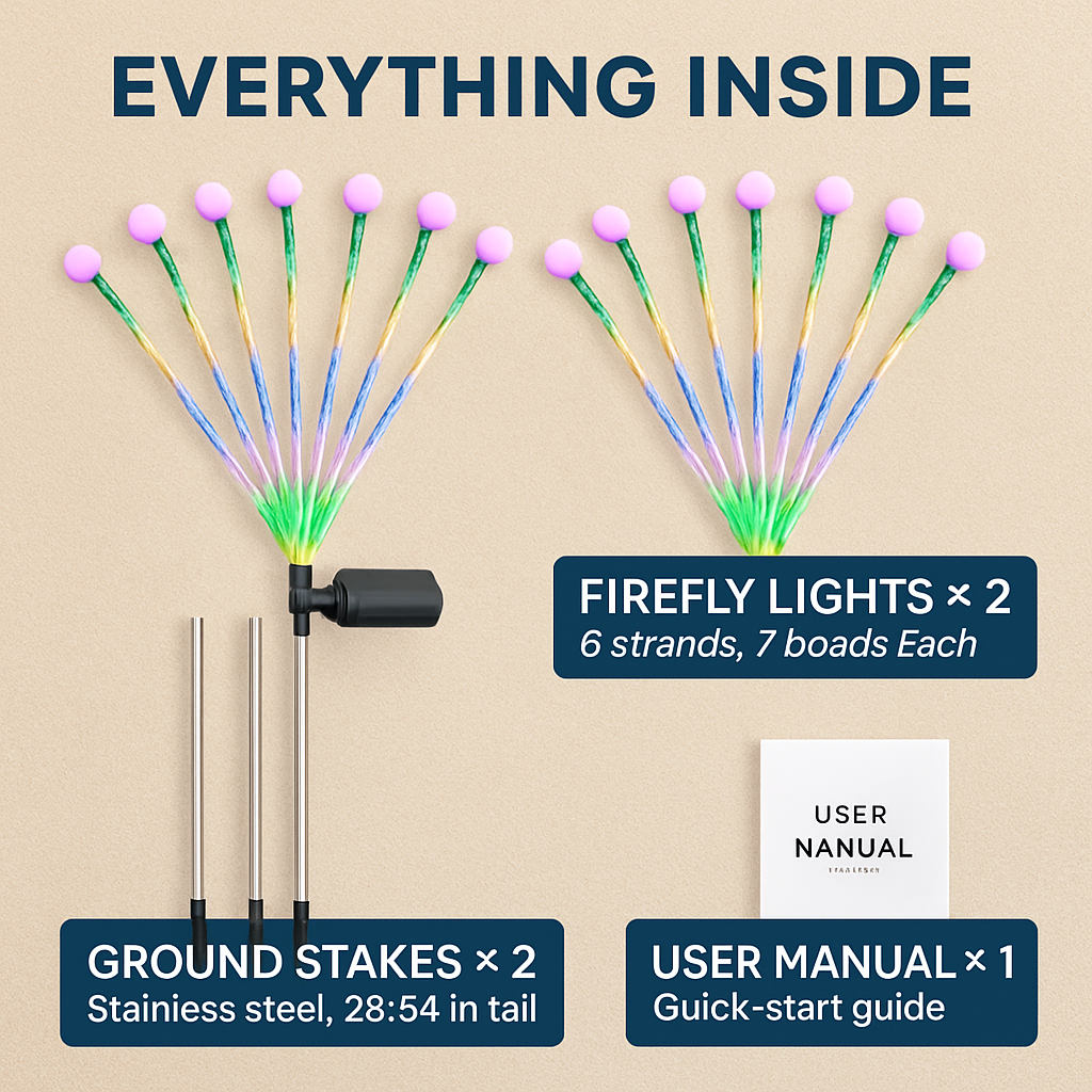 Solar Firefly Path Lights for Garden Decor - 2-Pack