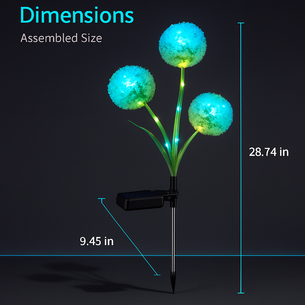 Dandelion Solar Garden Light with Colorful LEDs