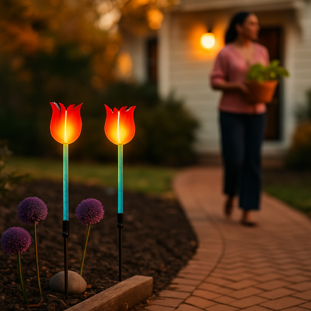 Tulip Wind Mill Solar Garden Light - 2-Pack