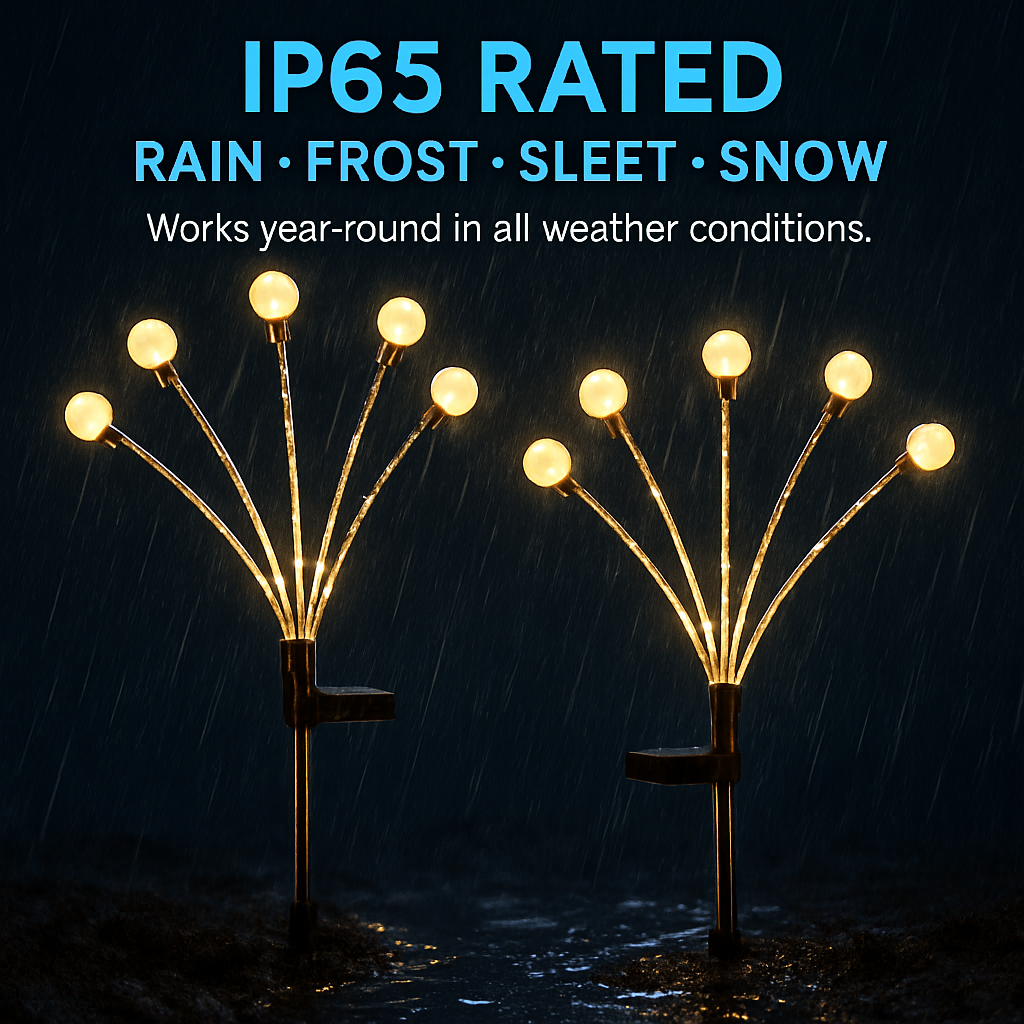 Solar Firefly Path Lights for Garden Decor - 2-Pack