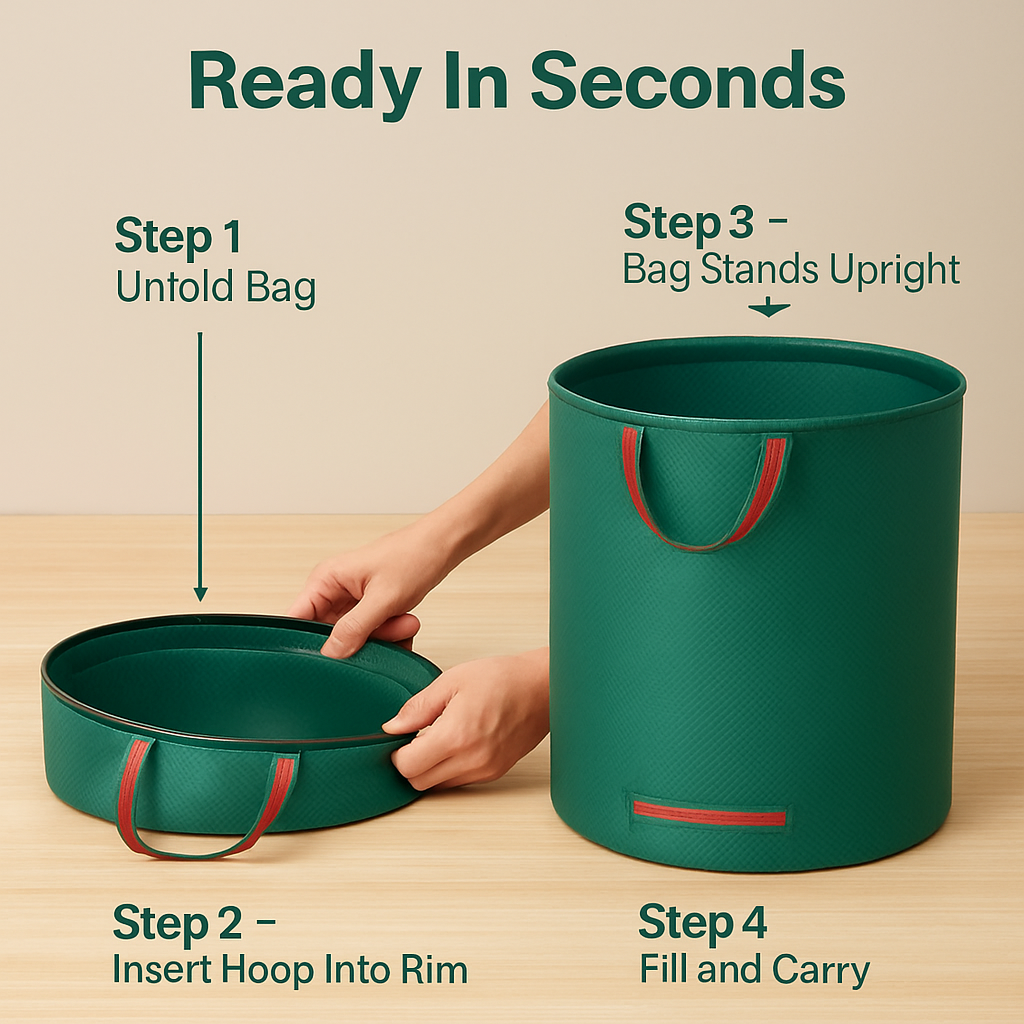 Round Garden Waste Bags - 2 Pack with Handles