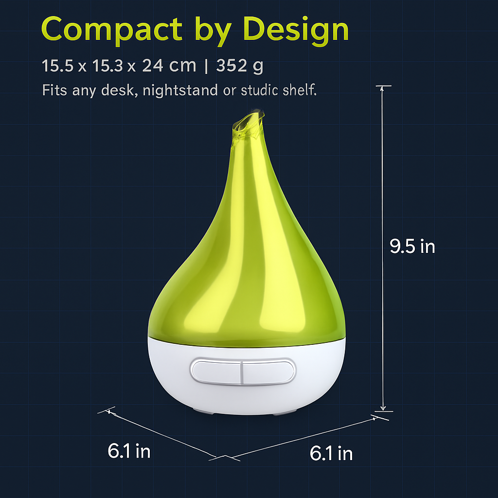 Drop-shaped Cool Mist Humidifier Ultrasonic Aroma Essential Oil Diffuser w/LED Light for Office Home Room Vehicle Study Yoga Spa