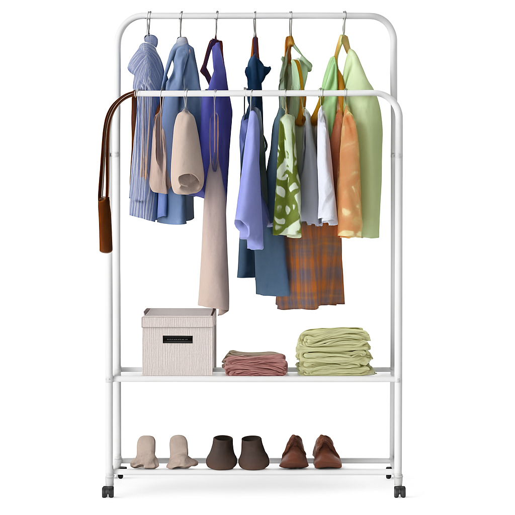 Garment Hanging Rack with Wheels for Clothing Organization