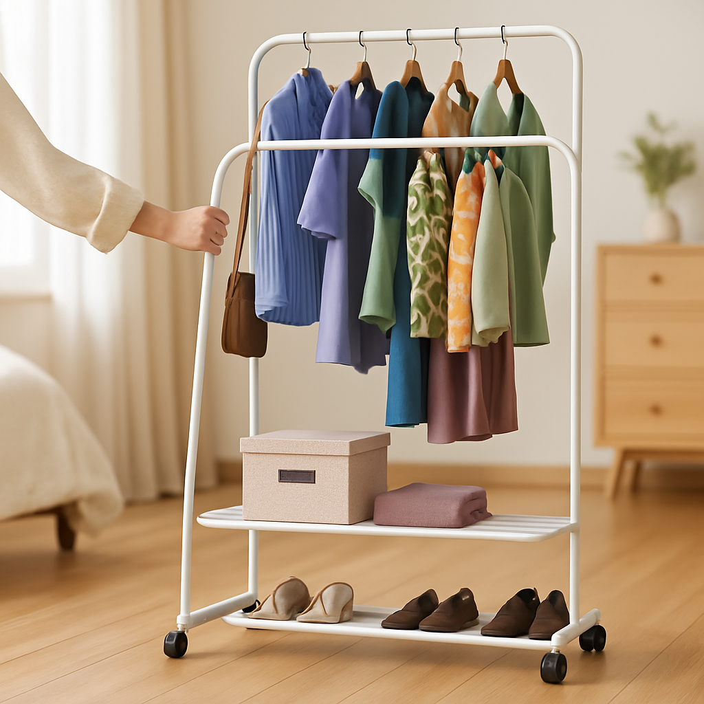 Garment Hanging Rack with Wheels for Clothing Organization