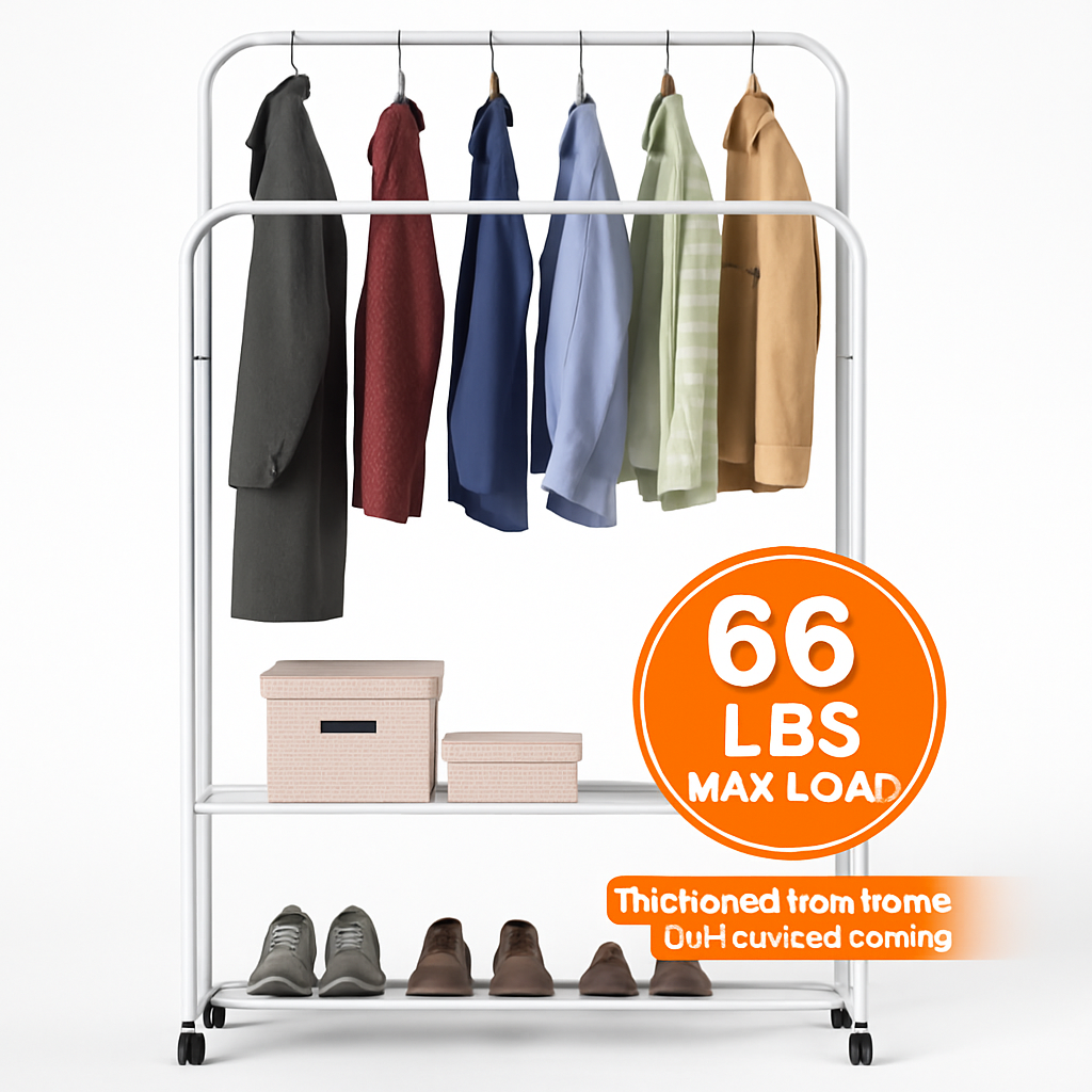 Garment Hanging Rack with Wheels for Clothing Organization
