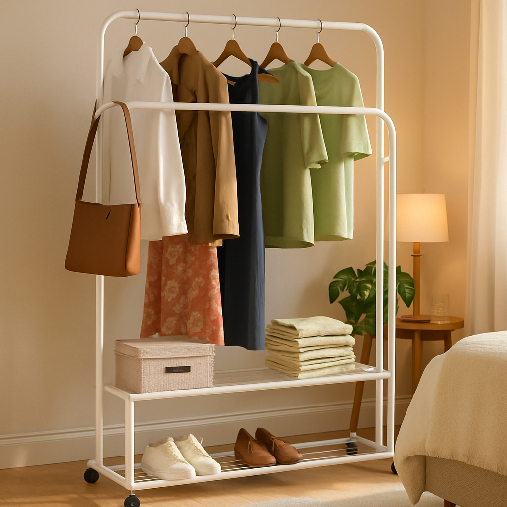 Garment Hanging Rack with Wheels for Clothing Organization