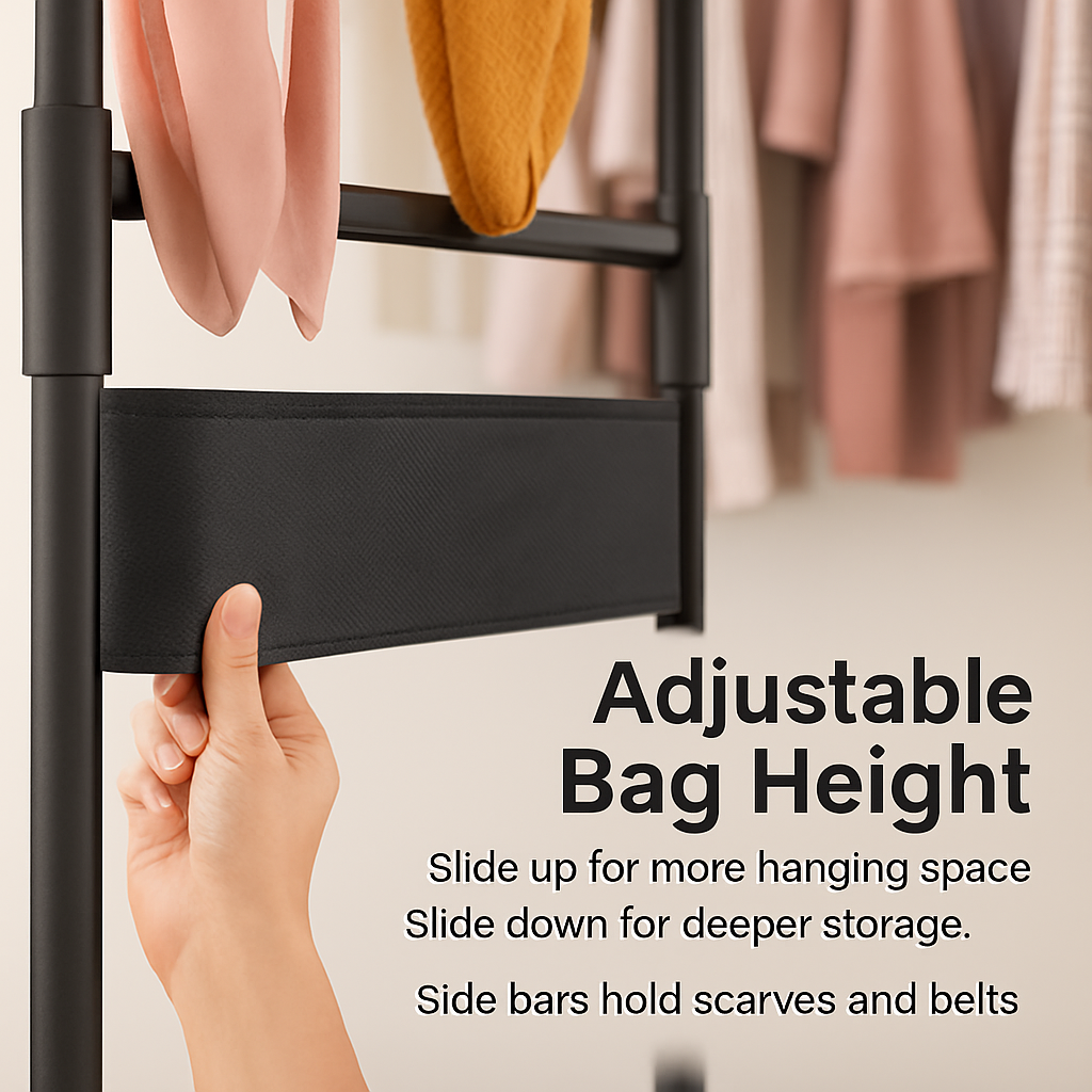 Double Rods Garment Rack with Storage Bag