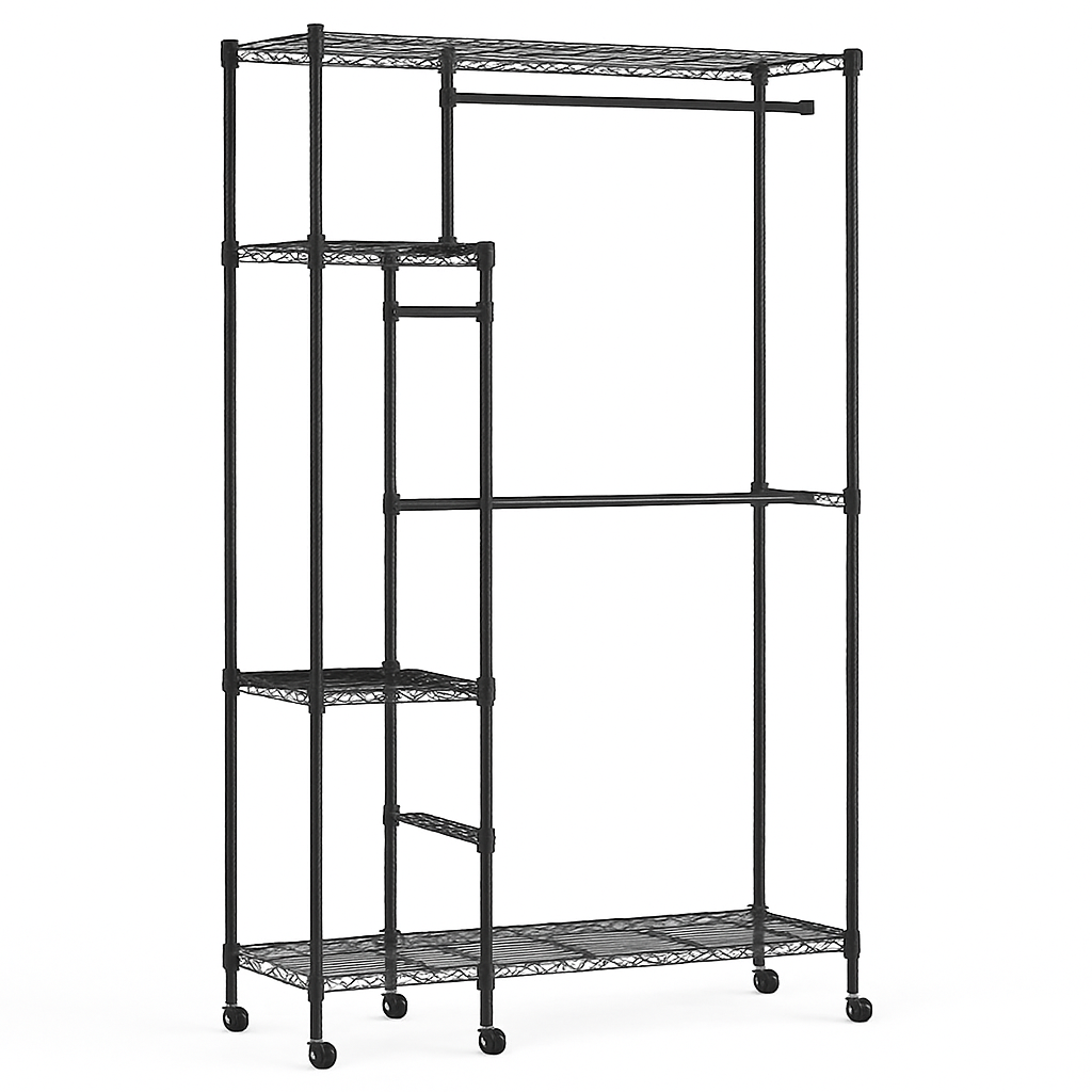 4-Tier Garment Rack with Wheels for Home Use