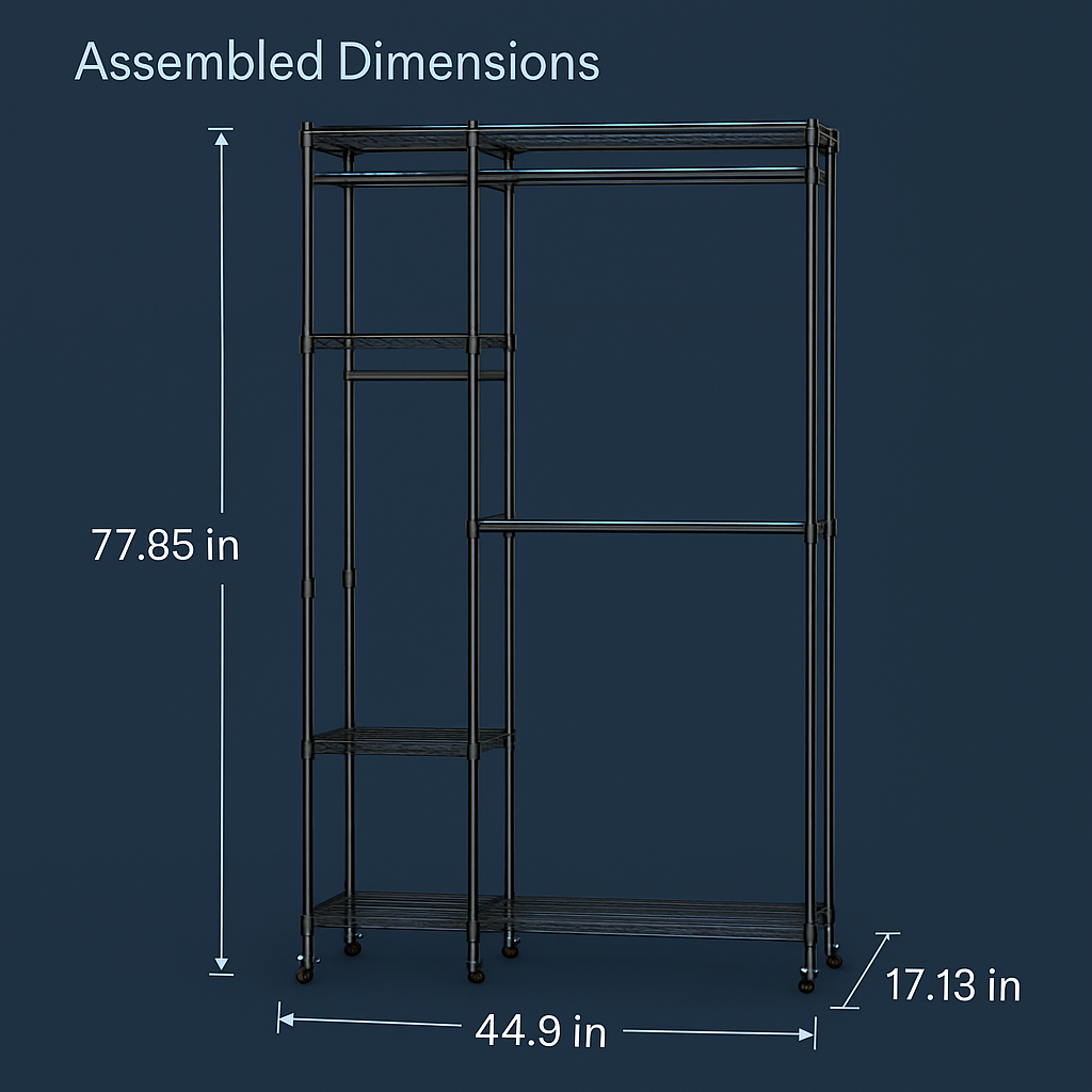 4-Tier Garment Rack with Wheels for Home Use