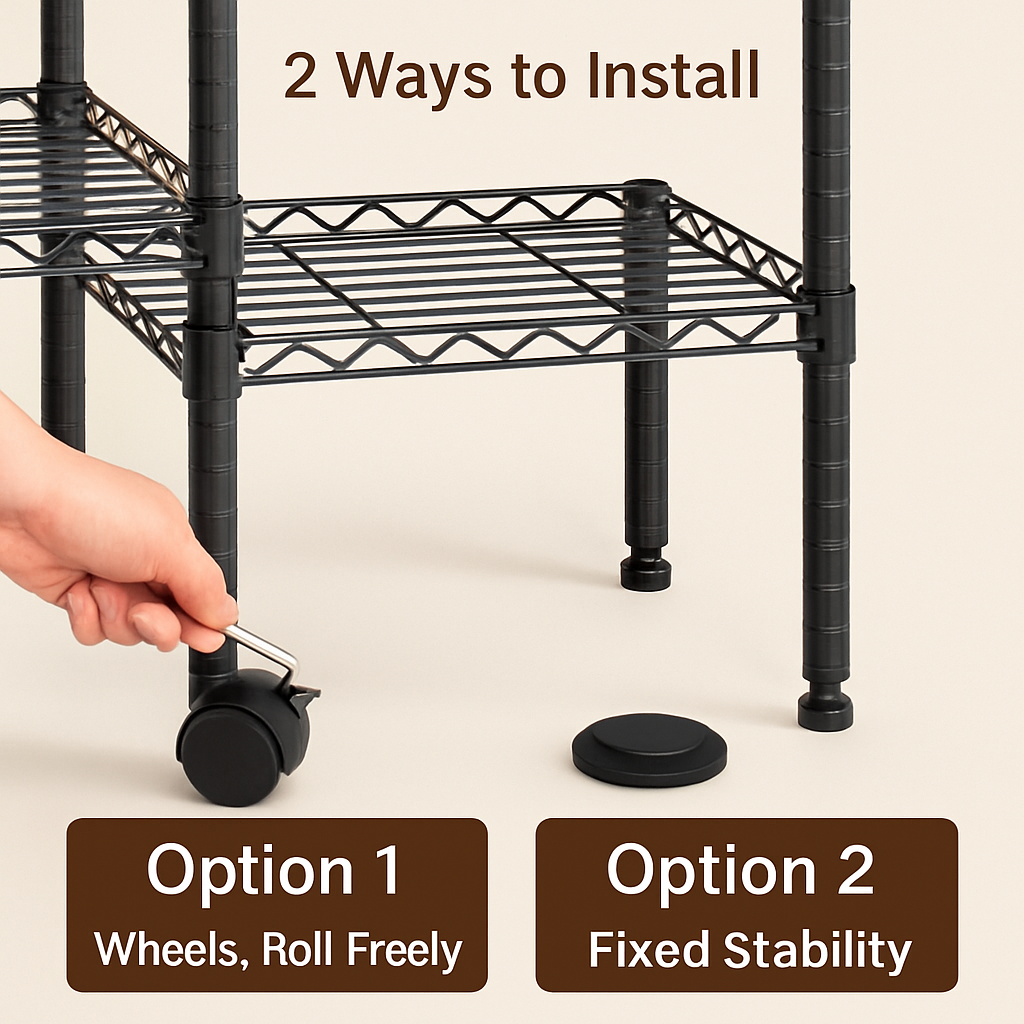 4-Tier Garment Rack with Wheels for Home Use