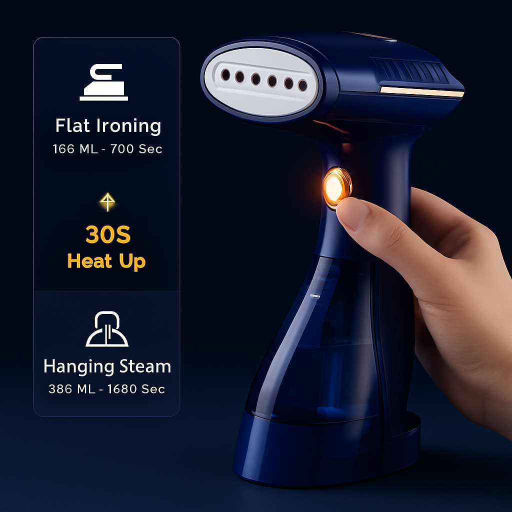 2-in-1 Foldable Garment Steamer for Flat & Hanging Ironing