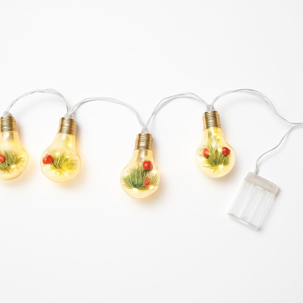 Christmas Snow Globe String Light with 10 LED Bulbs