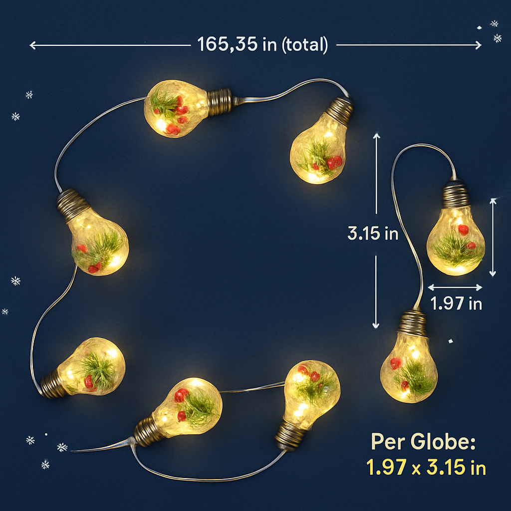 Christmas Snow Globe String Light with 10 LED Bulbs