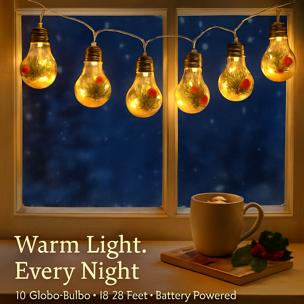 Christmas Snow Globe String Light with 10 LED Bulbs