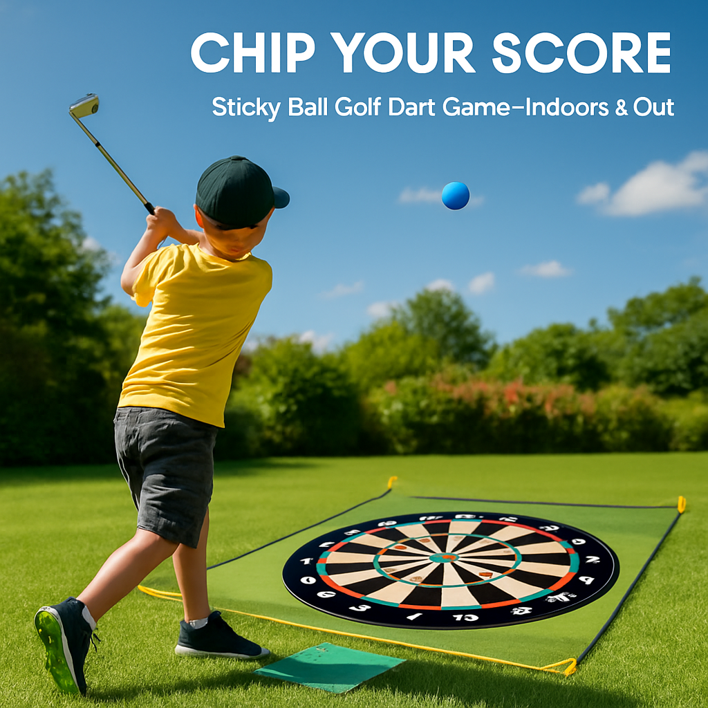Golf Chipping Game Mat Set with 20 Balls & Hooks
