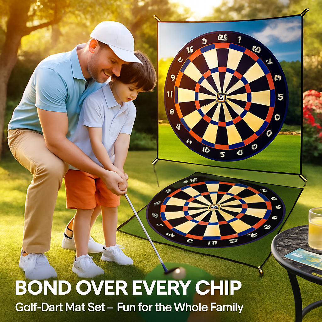 Golf Chipping Game Mat Set with 20 Balls & Hooks