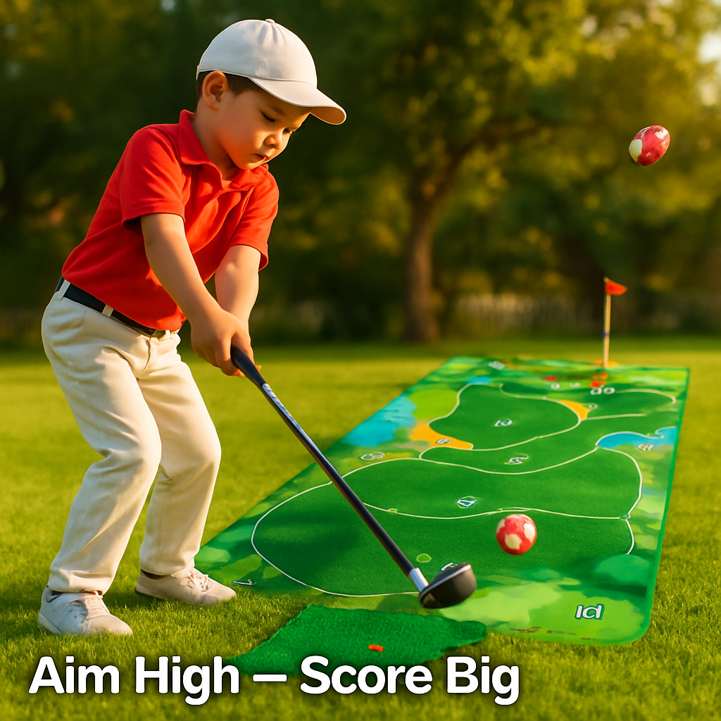 Golf Game Set: Indoor/Outdoor Chipping Mat & Sticky Balls