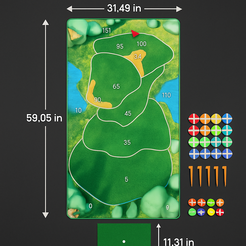 Golf Game Set: Indoor/Outdoor Chipping Mat & Sticky Balls