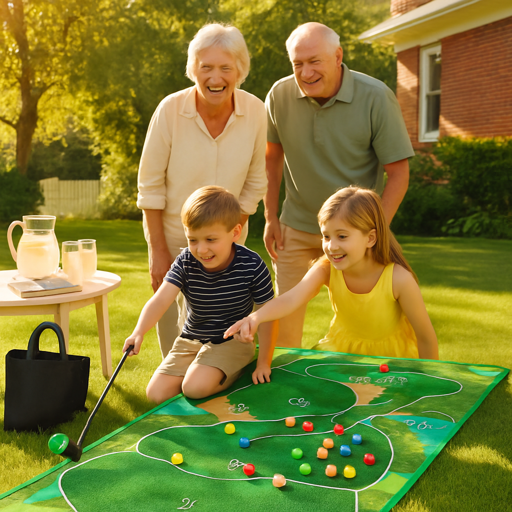 Golf Game Set: Indoor/Outdoor Chipping Mat & Sticky Balls