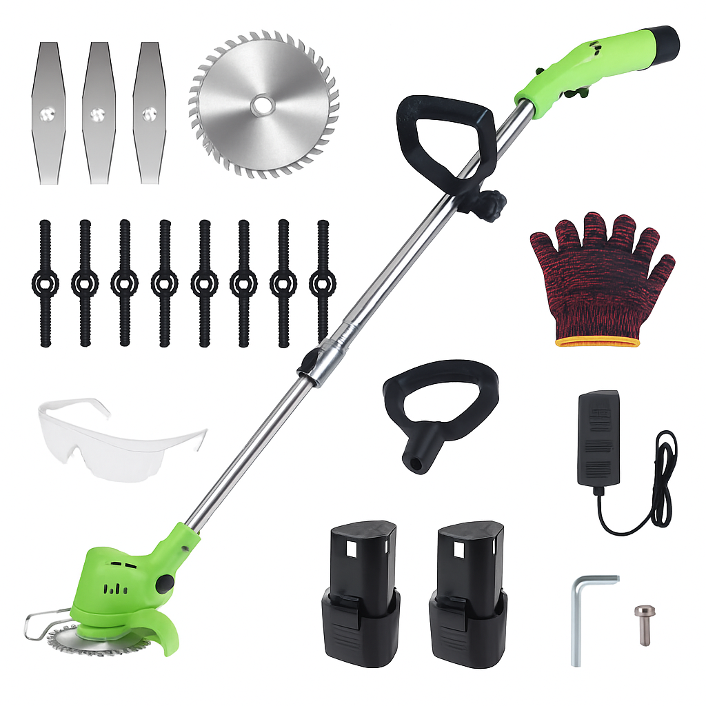 Cordless Grass Trimmer with Saw & Multi-Blade Kit
