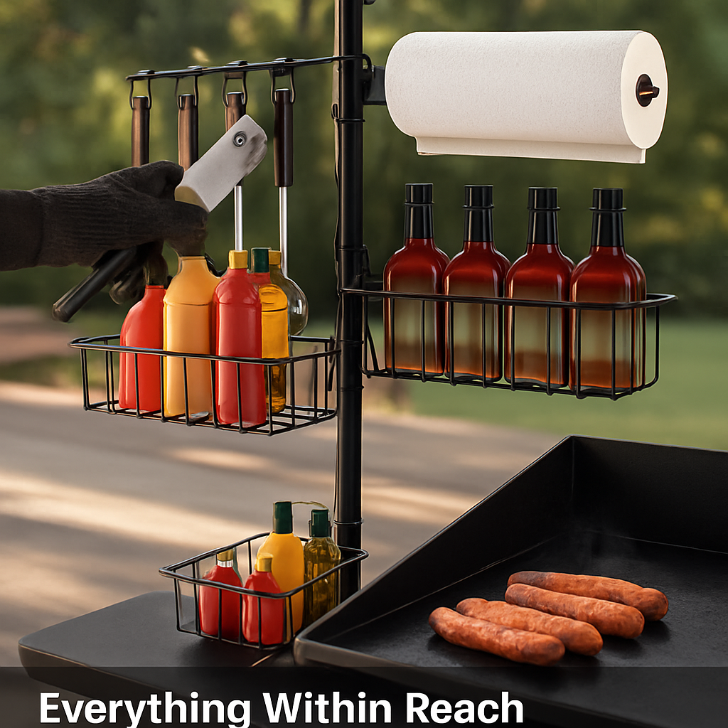 Griddle Caddy with Paper Towel Holder and Hooks