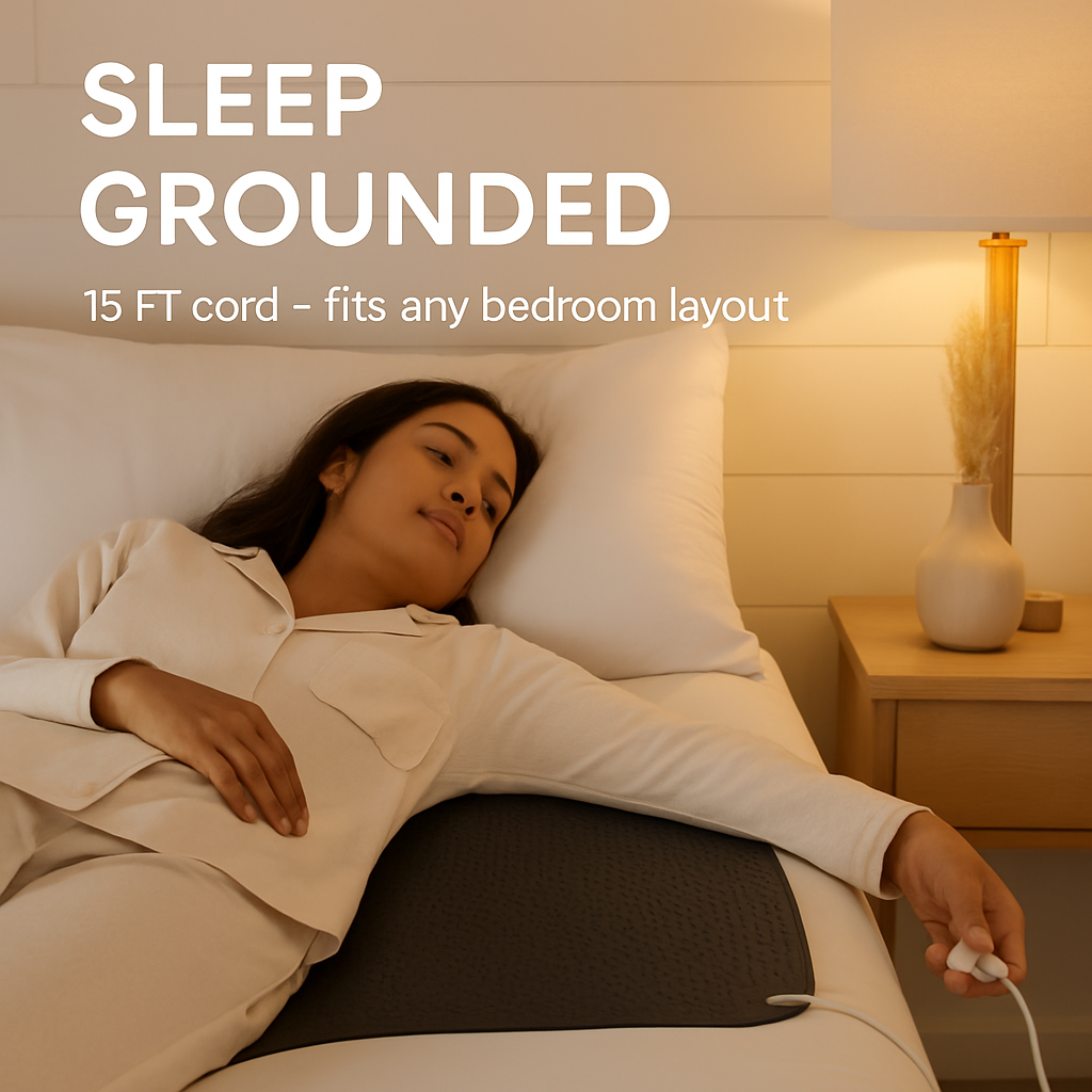 Grounding Mat for Bed with 15ft Cord – Sleep & Pain Relief