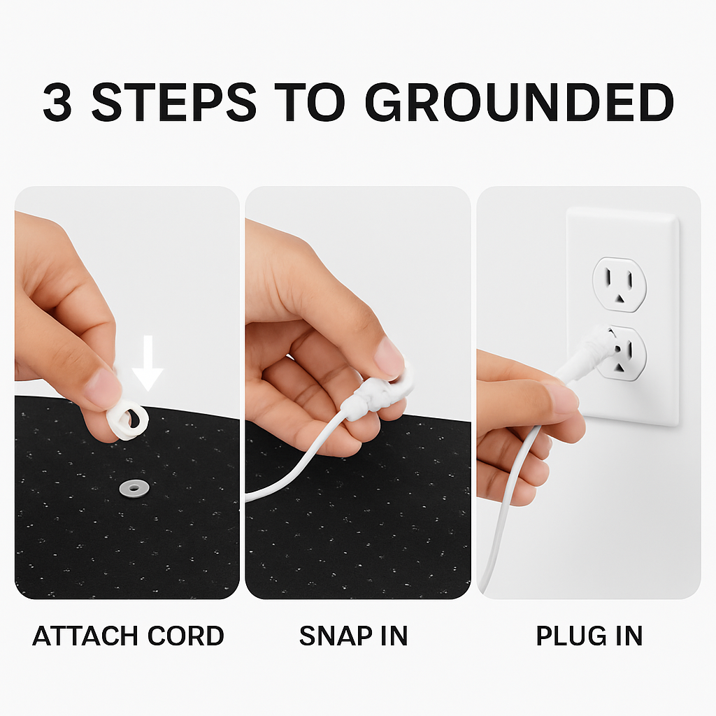 Grounding Mat for Bed with 15ft Cord – Sleep & Pain Relief
