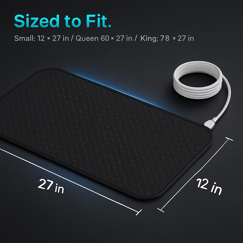 Grounding Mat for Bed with 15ft Cord – Sleep & Pain Relief