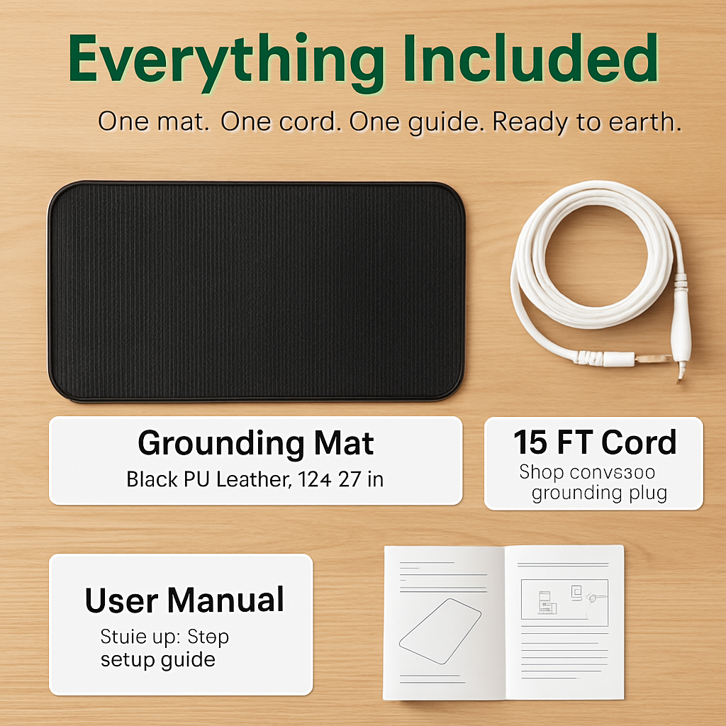 Grounding Mat for Bed with 15ft Cord – Sleep & Pain Relief