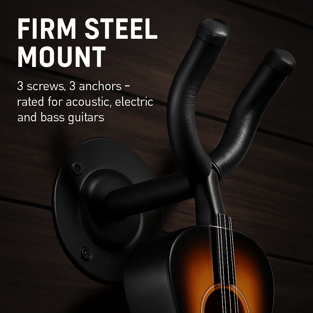 Wall Mount Guitar Hanger Padded Steel Guitar Bracket Holder Hook Rack For Electric Acoustic Bass Guitars