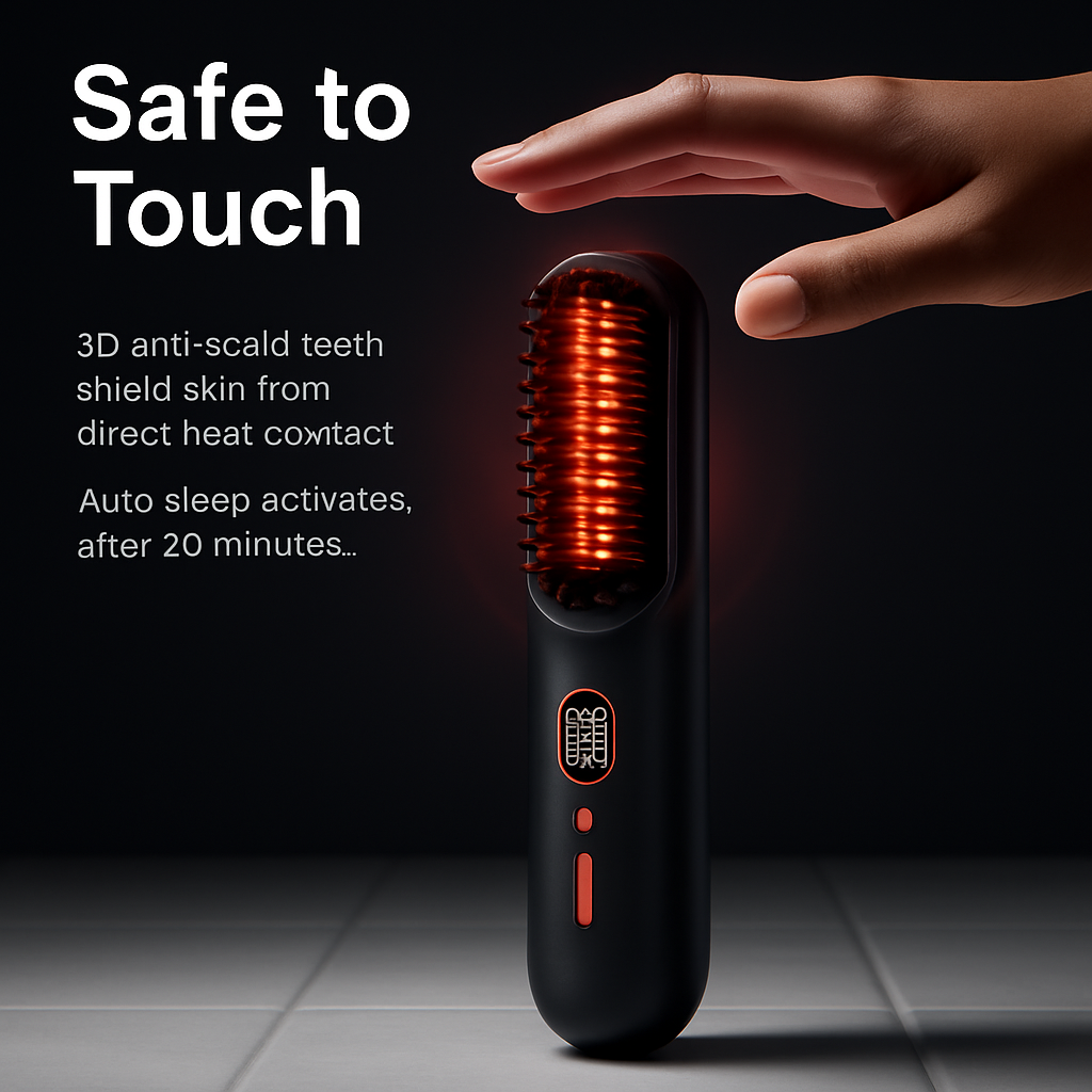 Cordless Hair Straightener Brush with Negative Ions