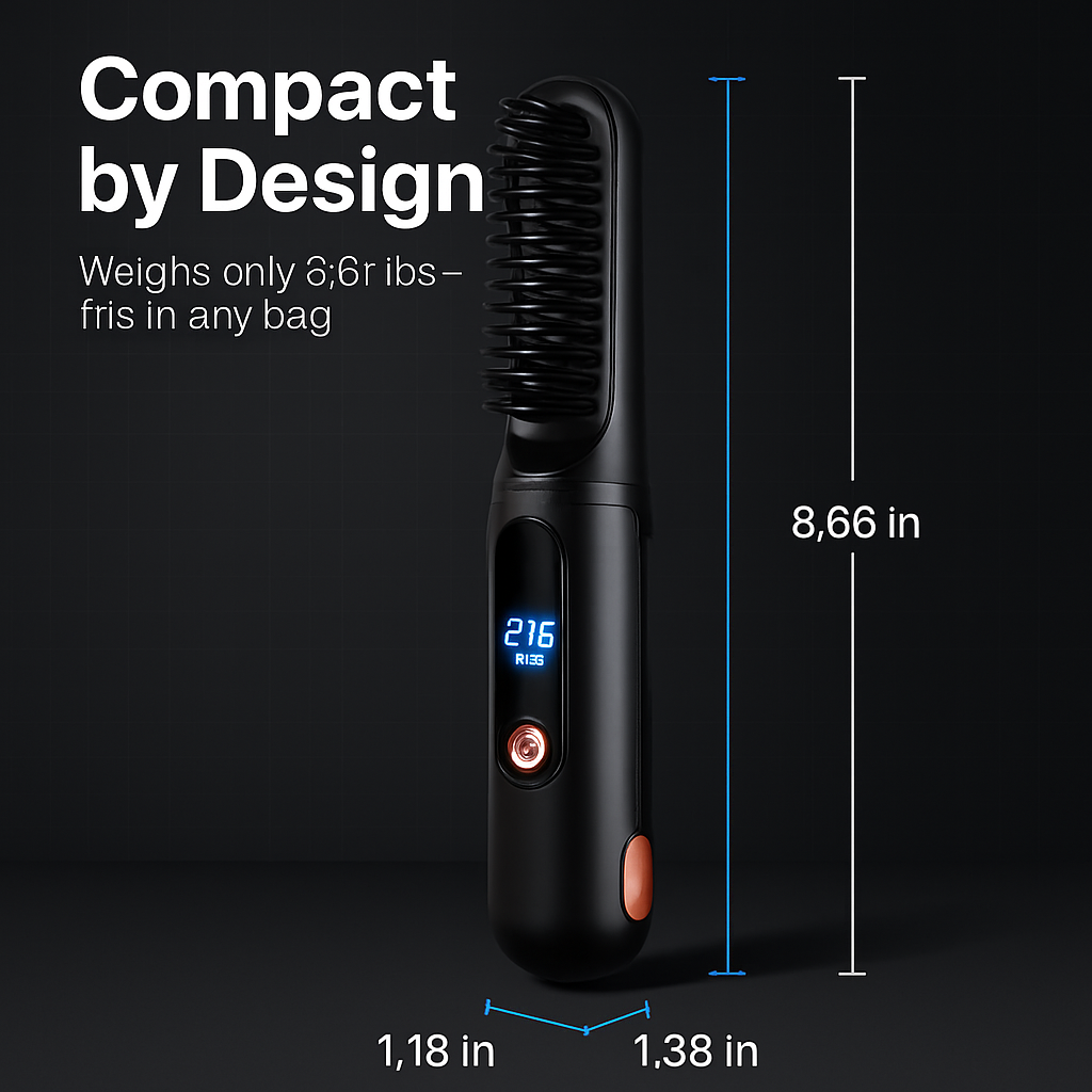 2 In 1 Ceramic Hair Straightener Flat Iron Cordless Hair Straightener Brush Hair Portable Styling Iron with Carry Bag Anti-scald Gloves 2 Hairpins