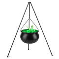 Halloween Large Witch Cauldron With 56.49” Tripod And Eyeball String Light Skeleton Halloween Outdoor Decoration For Porch Yard Patio Garden Living Ro