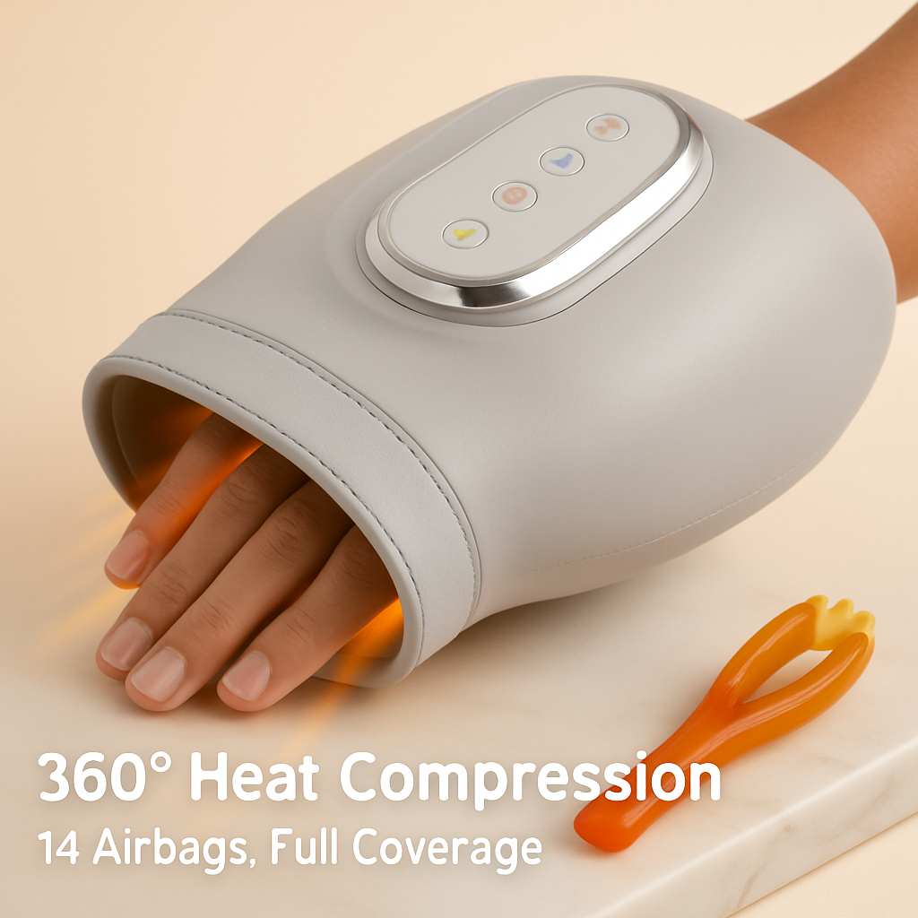 Hand Massager With Heat Compression Cordless Hand Massager for Arthritis Carpal Tunnel with 3 Modes 3 Heat Levels 5 Intensity Levels Disposable Gloves