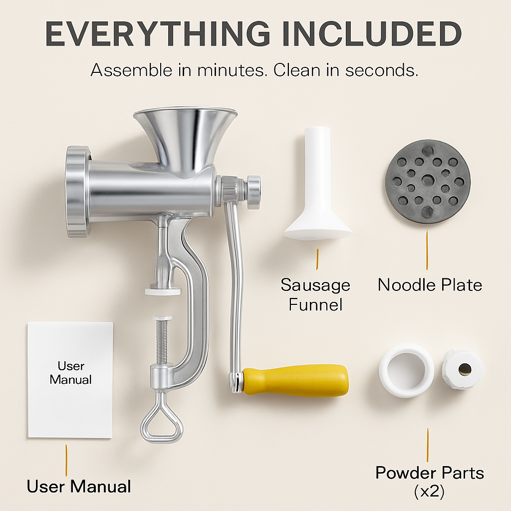 Manual Meat Grinder - Hand Operated Mincer for Home Use
