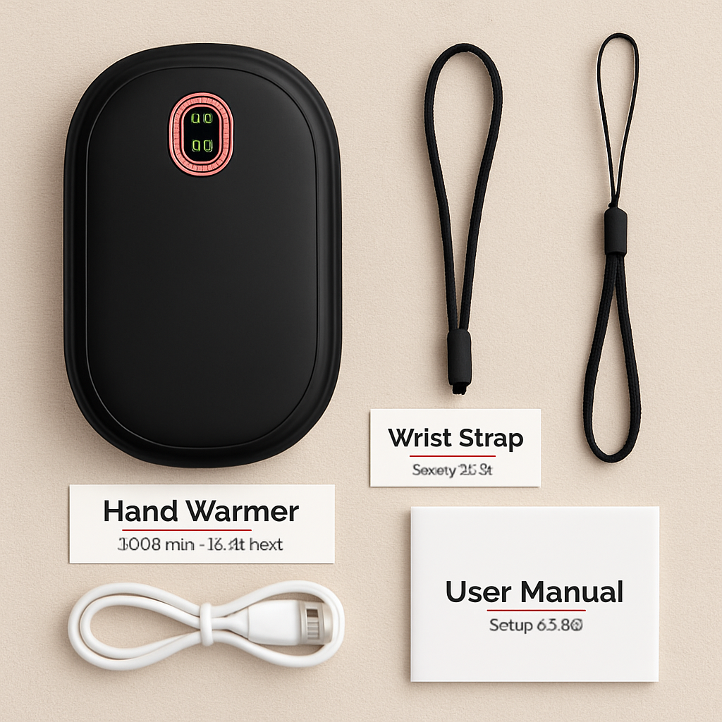 Rechargeable Hand Warmer Electric Hand Heater Portable Reusable Pocket Warmer Power Bank with Digital Display 2 Levels Double-sided Heating