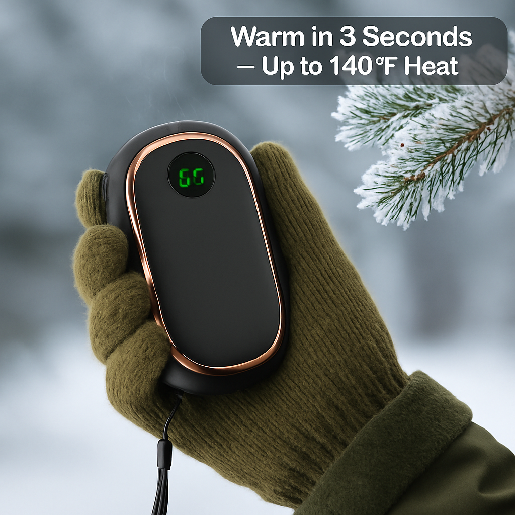 Rechargeable Hand Warmer with 3 Heat Settings & Display