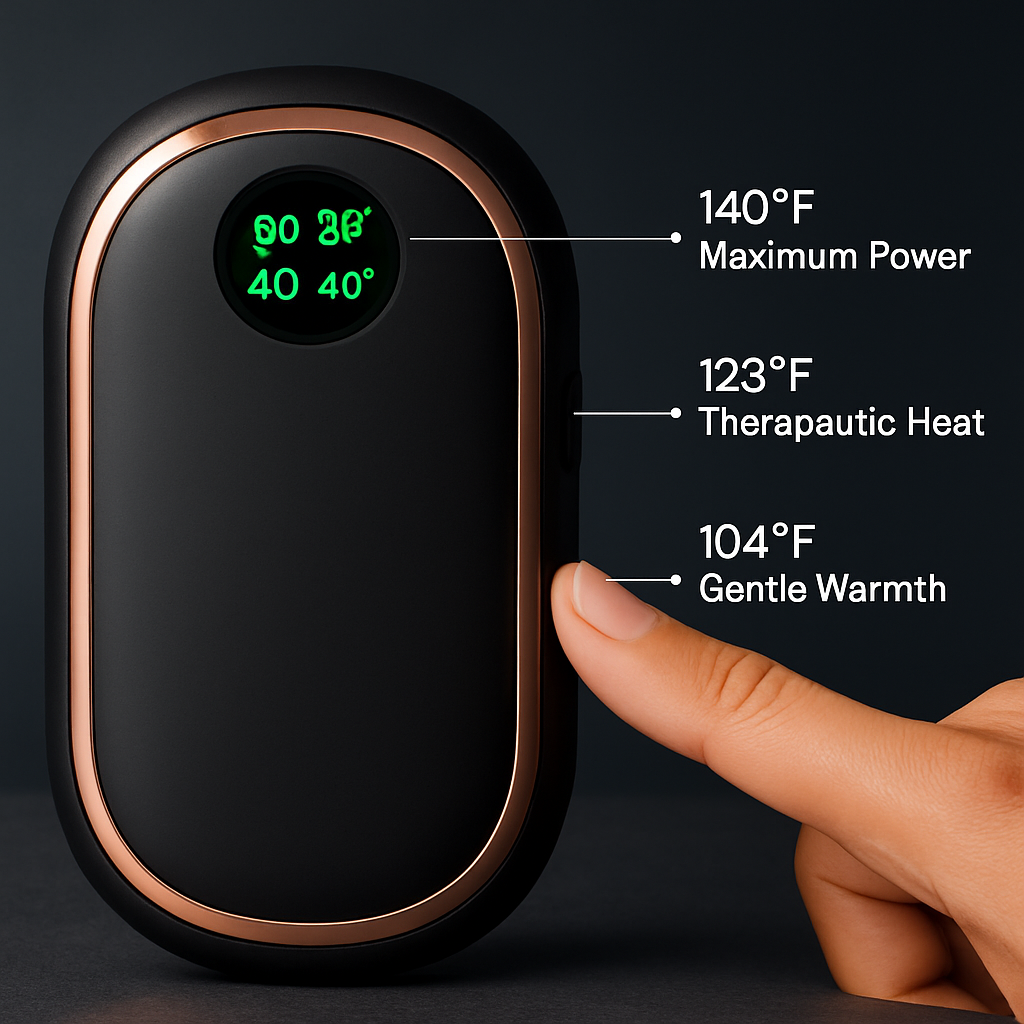 Rechargeable Hand Warmer with 3 Heat Settings & Display