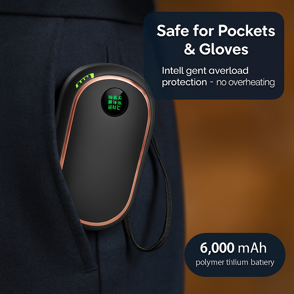 Rechargeable Hand Warmer with 3 Heat Settings & Display