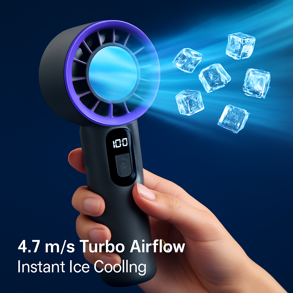 Handheld Fan with Ice Cooler: Powerful Portable Cooling