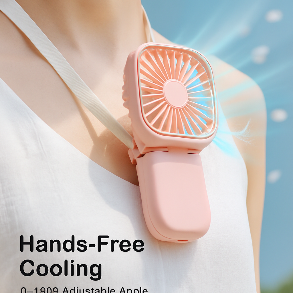 Folding Mini Fan - 5-in-1 Hands-free Neck & Desk Fan