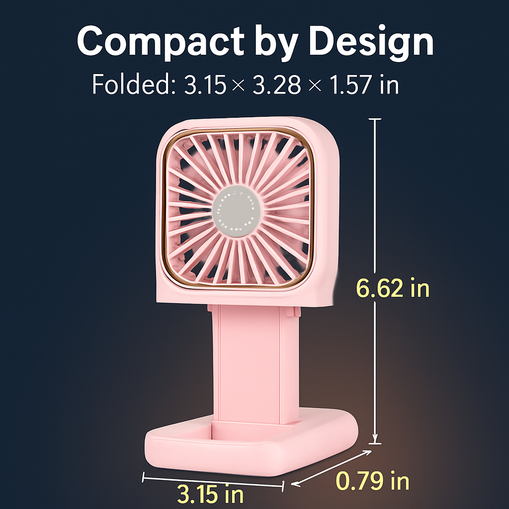 Folding Mini Fan - 5-in-1 Hands-free Neck & Desk Fan