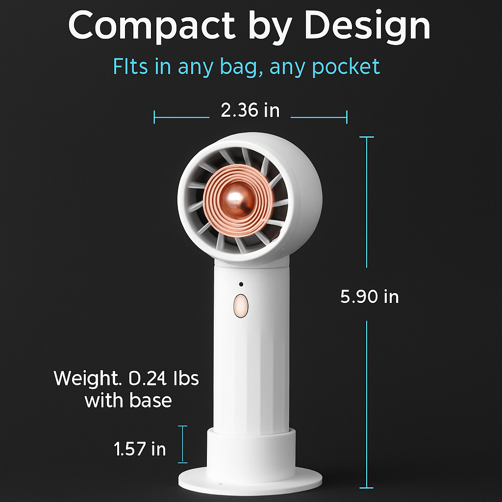 Portable Handheld Fan Ideal for Travel & Desk White