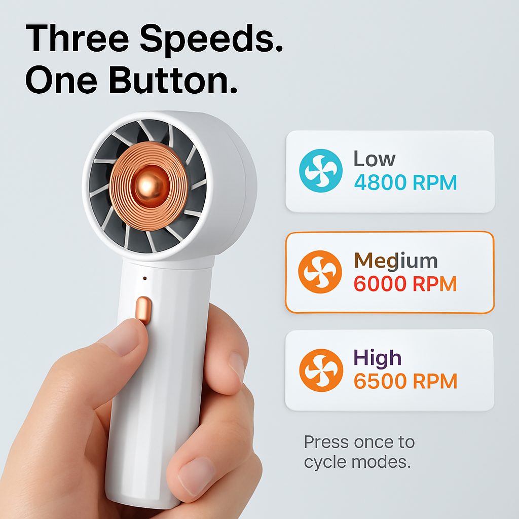 Portable Handheld Fan Ideal for Travel & Desk White