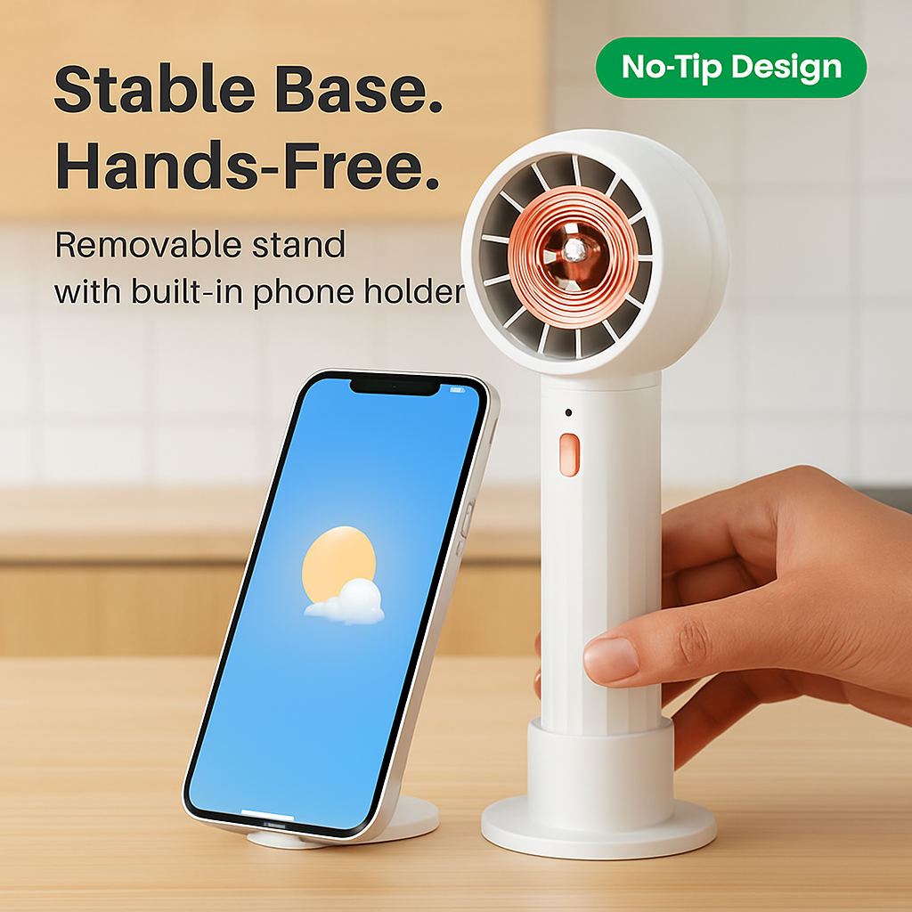 Portable Handheld Fan Ideal for Travel & Desk White