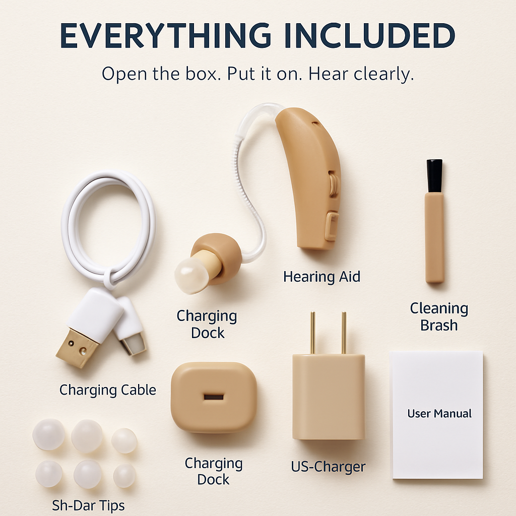 Digital Ear Hearing Aid Kit - Clear, Everyday Use